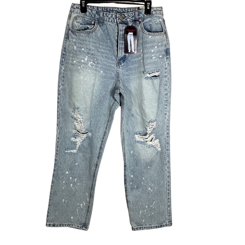 No Boundaries Jeans Size 13 NWT Juniors Light Blue High-Rise Jeans Button Up